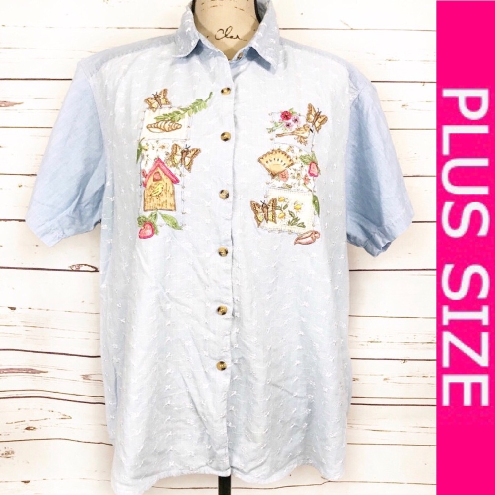 Victoria Jones Woman Embroidered Short Sleeve Top